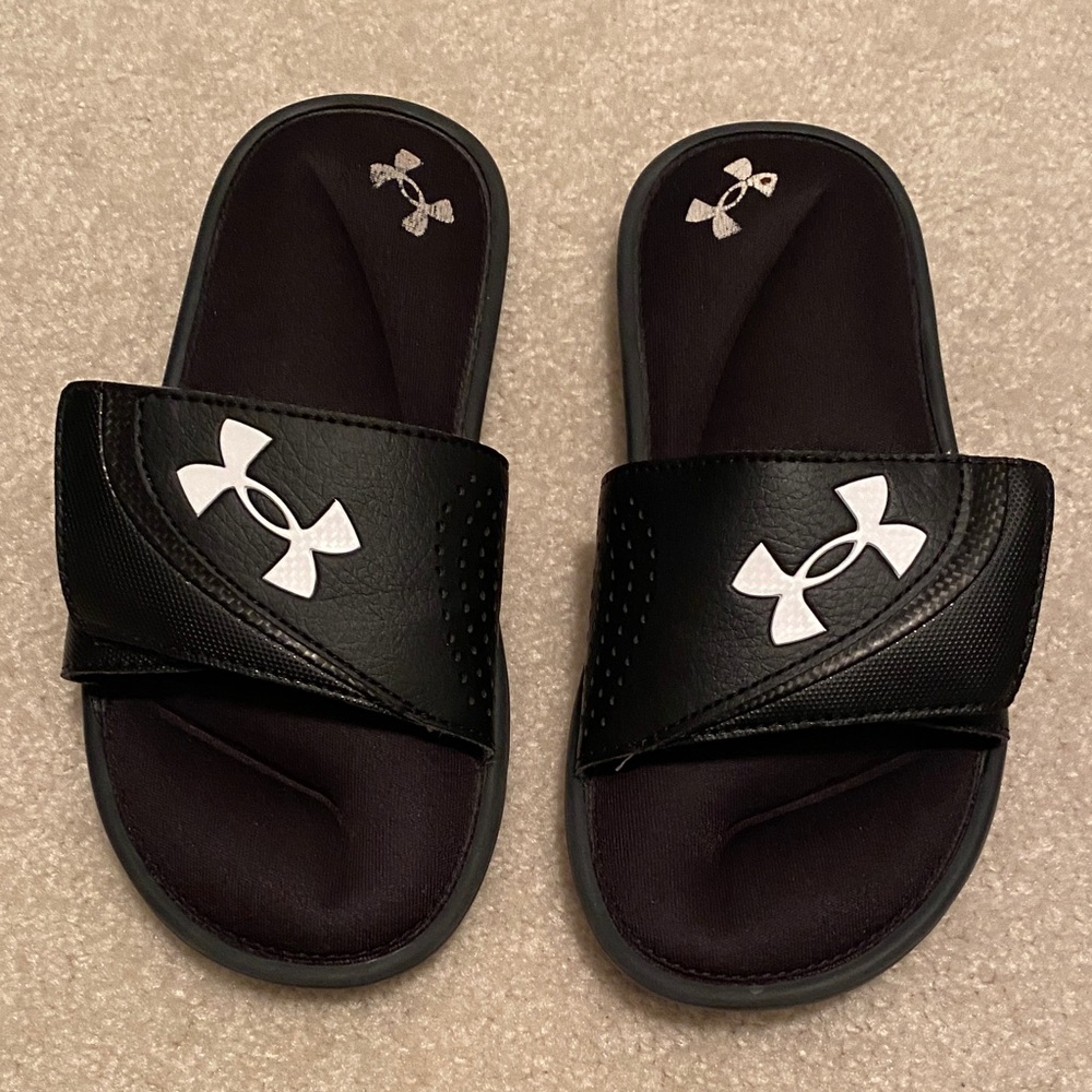 Under Armour Kids Black and White Slide Sandals